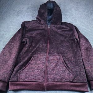Maroon Hooded Zip-Up Sweatshirt